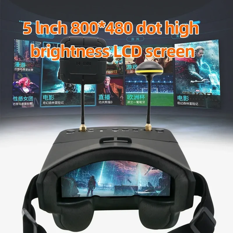 Ev800d 5.8g 40ch 5 Inch 800*480 Video Headset Dvr Diversity Fpv Goggles With Battery For Rc Model Rc Fpv Drone