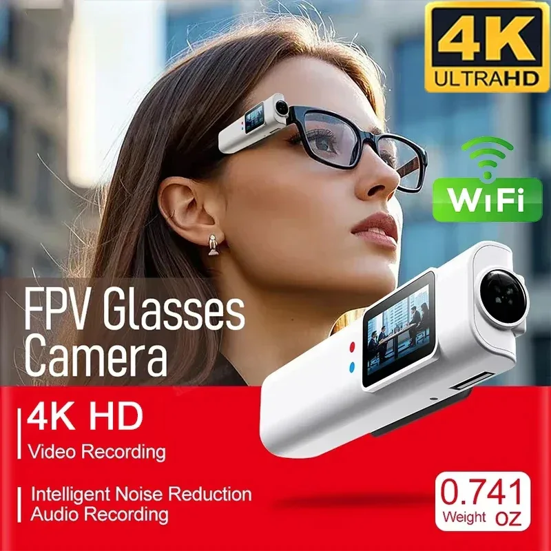 Mini FPV Eyeglasses 4K Video Shooting Micro-camera HD WiFi Intelligent Headset Glasses Video&Sound Recording WiFi APP