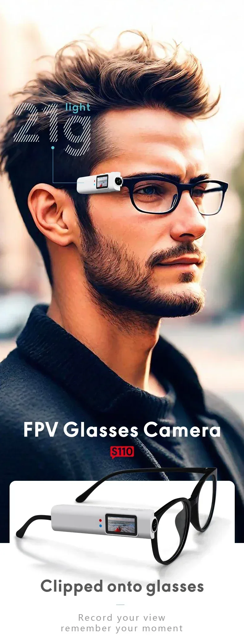 Mini 4K FPV Eyeglasses Video Shooting Micro-camera HD WiFi Intelligent Headset Glasses Video&Sound Recording WiFi APP