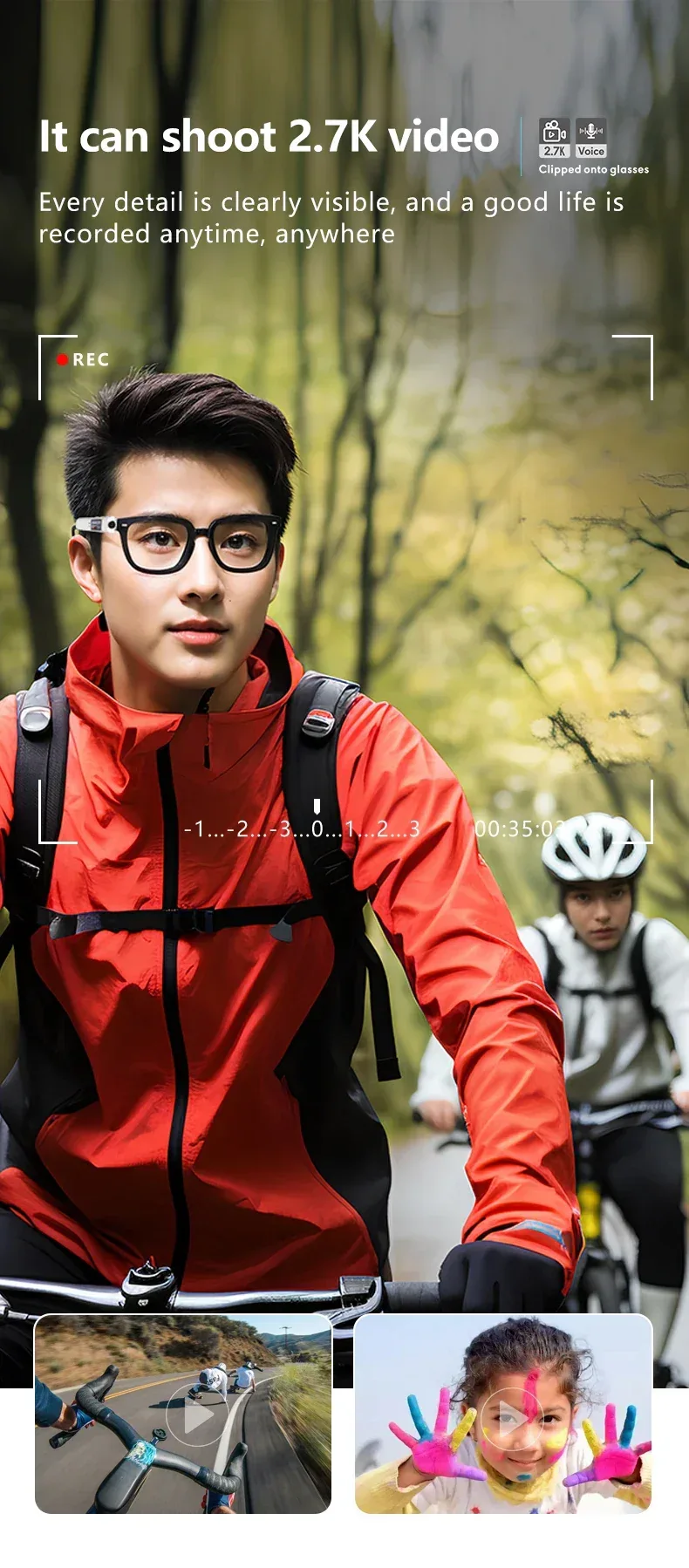Mini 4K FPV Eyeglasses Video Shooting Micro-camera HD WiFi Intelligent Headset Glasses Video&Sound Recording WiFi APP