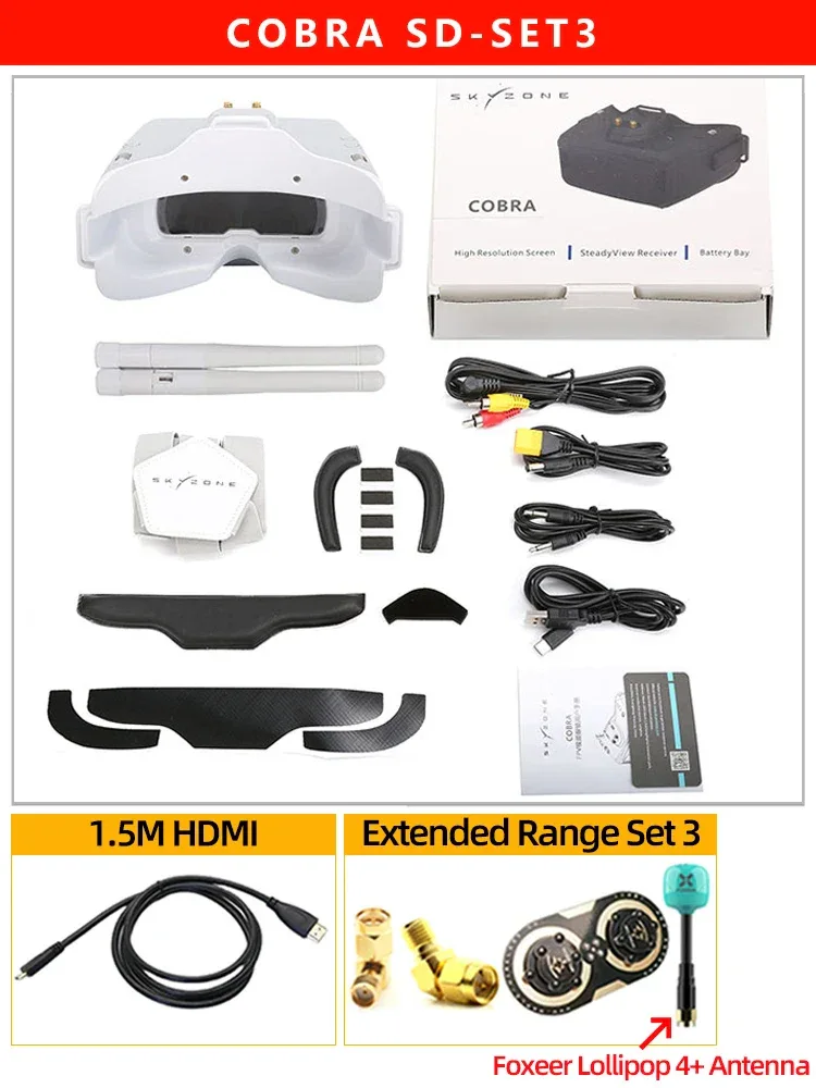SKYZONE COBRA SD FPV Goggles 5.8G 48CH Diversity Receiver Screen Head Tracker Helmet 4.3inch LCD 800X480 For FPV RC Drone