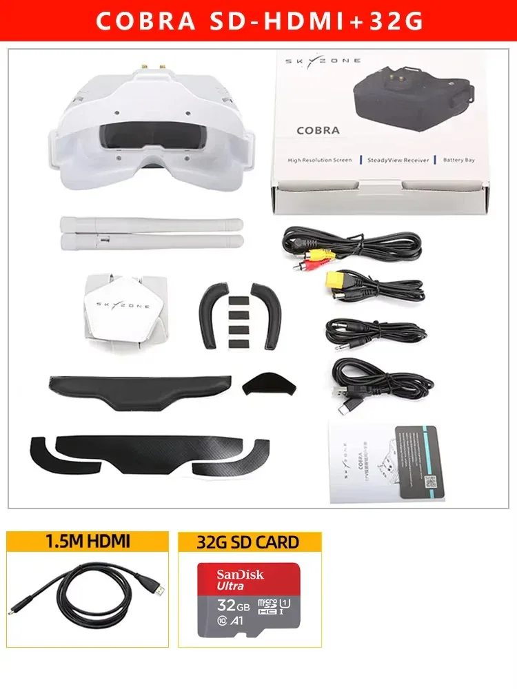 SKYZONE COBRA SD FPV Goggles 5.8G 48CH Diversity Receiver Screen Head Tracker Helmet 4.3inch LCD 800X480 For FPV RC Drone