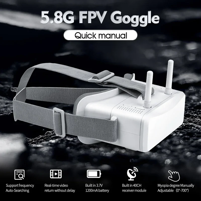 VR100 Video Spectacles Focus Adjustments FPV Goggles with 5.8G 40ch Receiver 3.0 inch Screen for Racing Drone Micro Whoop