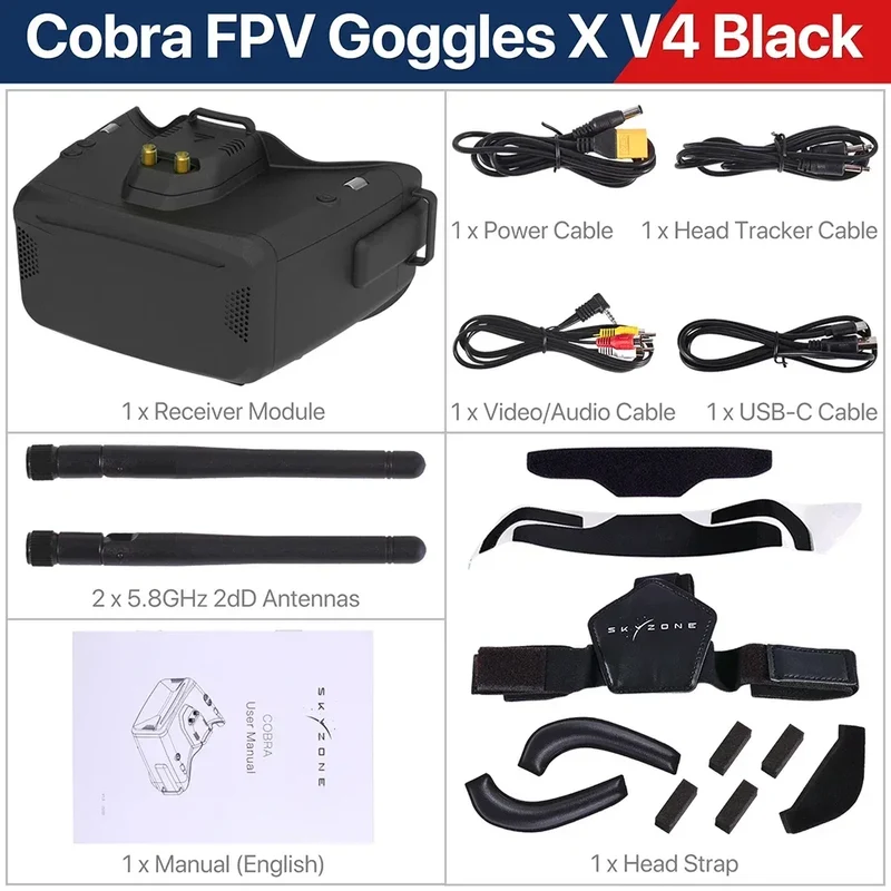 SKYZONE Cobra SD X V4 FPV Video Goggles 800x480 4.3in Cobra 1280x720 4.1in 5.8G 48CH Receiver Head Tracker DVR for FPV