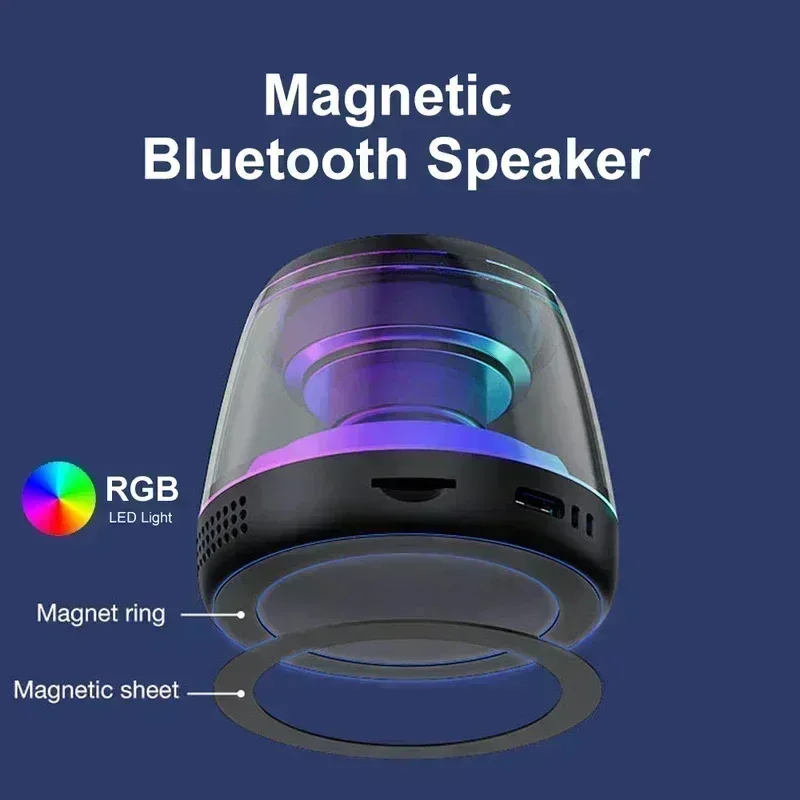 Mini Portable Speaker Magnetic Bluetooth Speaker RGB Magnetic Phone Holder Ring Wireless Sound Box Bluetooth Speaker Tower