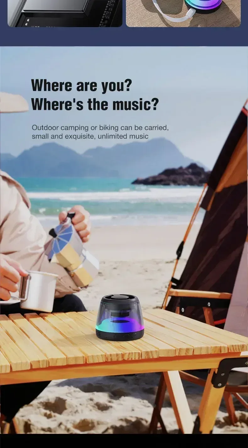 Mini Portable Speaker Magnetic Bluetooth Speaker RGB Magnetic Phone Holder Ring Wireless Sound Box Bluetooth Speaker Tower