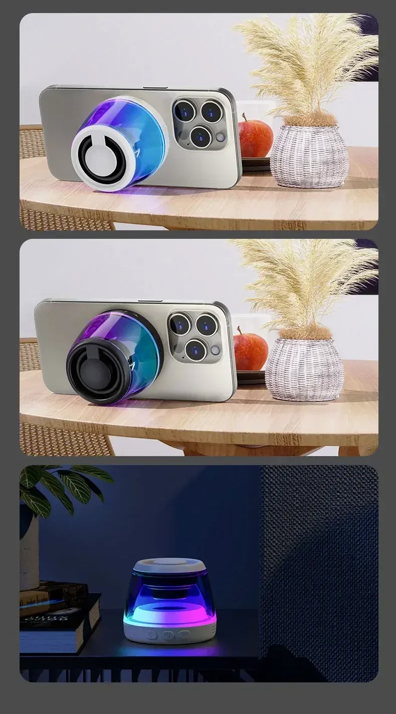 Mini Portable Speaker Magnetic Bluetooth Speaker RGB Magnetic Phone Holder Ring Wireless Sound Box Bluetooth Speaker Tower