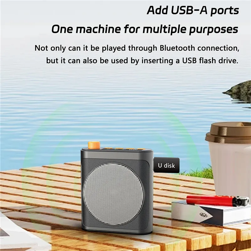 Mini Wireless Megaphone Speaker With Lavalier Microphone Bluetooth Portable Voice Amplifier for Teachers Tour Guides Coaches