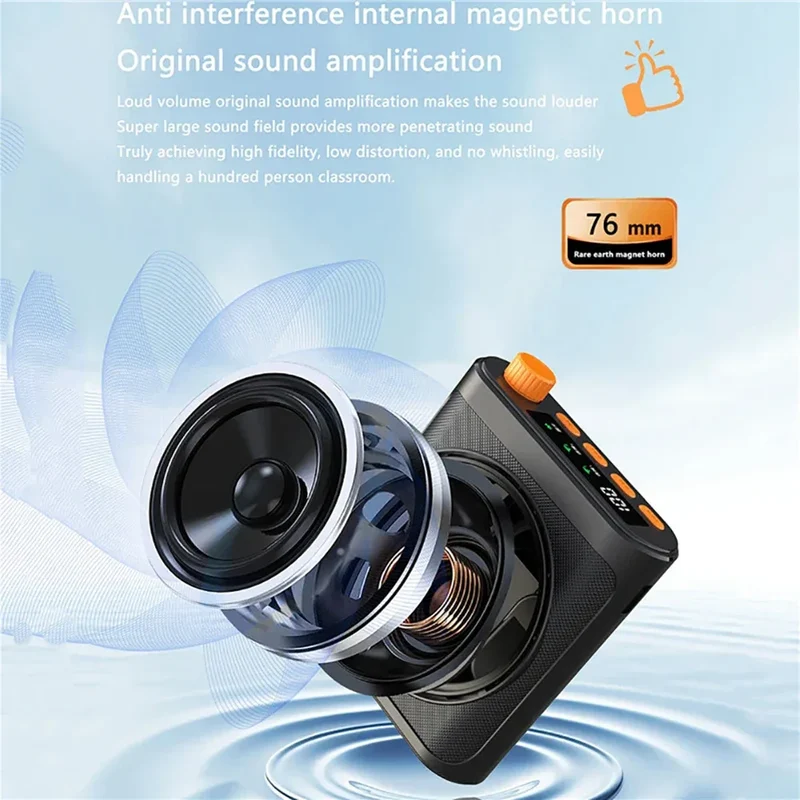 Mini Wireless Microphone Amplifier with Charging Case Lavalier Microphone Megaphone Speaker for Teachers Tour Guides Coaches
