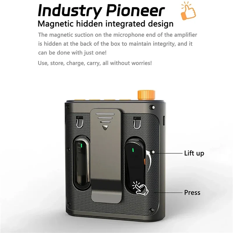 Mini Wireless Microphone Amplifier with Charging Case Lavalier Microphone Megaphone Speaker for Teachers Tour Guides Coaches