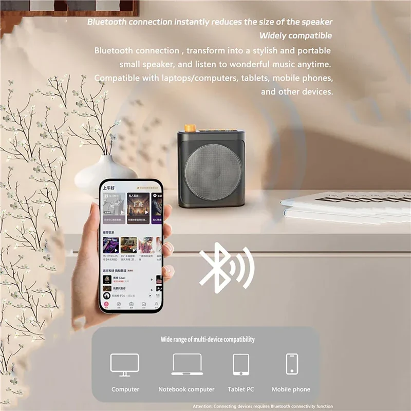 Mini Wireless Microphone Amplifier with Charging Case Lavalier Microphone Megaphone Speaker for Teachers Tour Guides Coaches