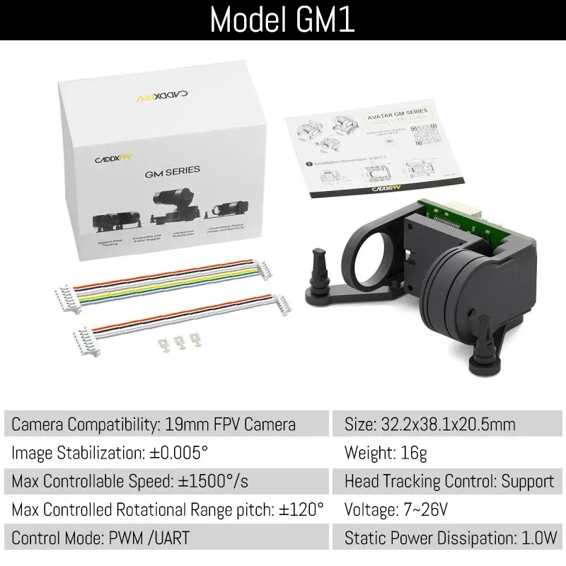 Caddx GM1 GM2 GM3 FPV Gimbal Head Tracking (No Camera) CaddxFPV For FC FPV 19mm Camera Avatar HD Goggles Drone Car Airplane