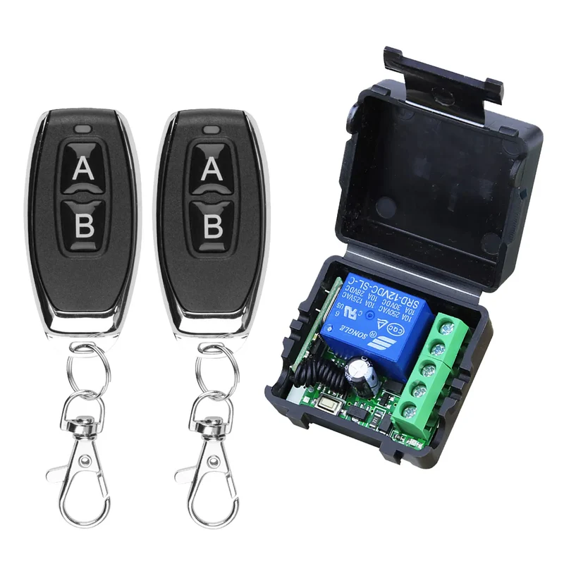 433MHz Wireless DC 12V Remote Control Switch 1CH RF 10A Relay Receiver and 2CH Transmitter For Door Electromagnetic Lock DIY