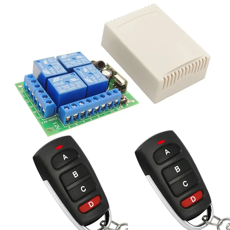433MHz Wireless DC 12V Remote Control Switch 1CH RF 10A Relay Receiver and 2CH Transmitter For Door Electromagnetic Lock DIY