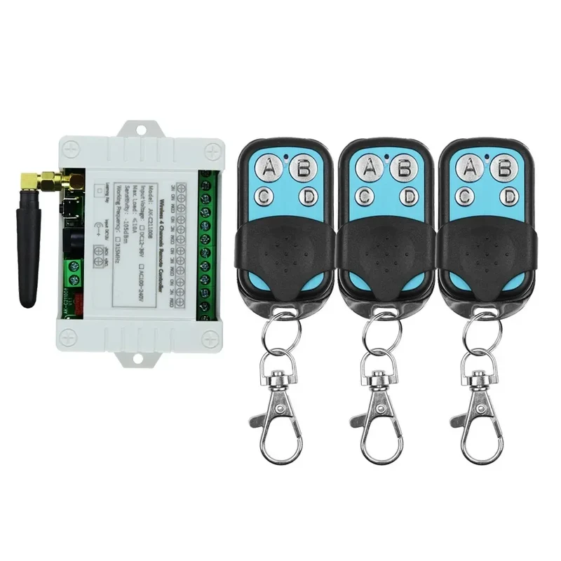 433MHz Wireless DC 12V Remote Control Switch 1CH RF 10A Relay Receiver and 2CH Transmitter For Door Electromagnetic Lock DIY