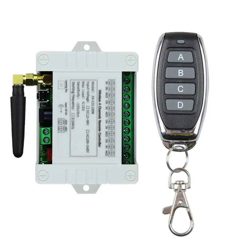 433MHz Wireless DC 12V Remote Control Switch 1CH RF 10A Relay Receiver and 2CH Transmitter For Door Electromagnetic Lock DIY