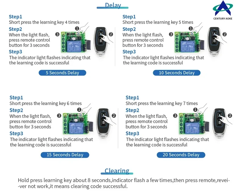 433MHz Wireless DC 12V Remote Control Switch 1CH RF 10A Relay Receiver and 2CH Transmitter For Door Electromagnetic Lock DIY