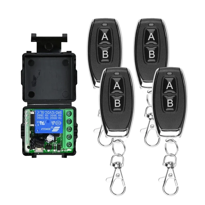 433MHz Wireless DC 12V Remote Control Switch 1CH RF 10A Relay Receiver and 2CH Transmitter For Door Electromagnetic Lock DIY