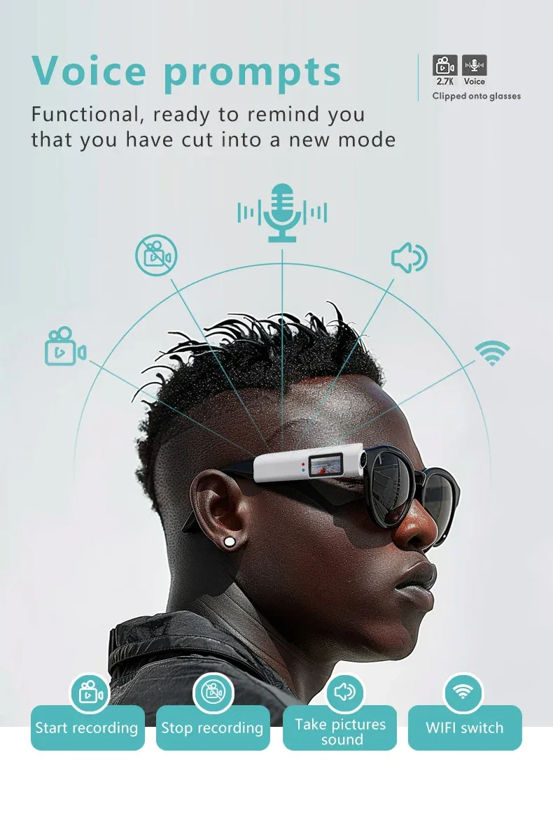 Lenovo 4K Mini FPV Eyeglasses Video Shooting Micro-camera HD WiFi Intelligent Headset Glasses Video&Sound Recording WiFi APP