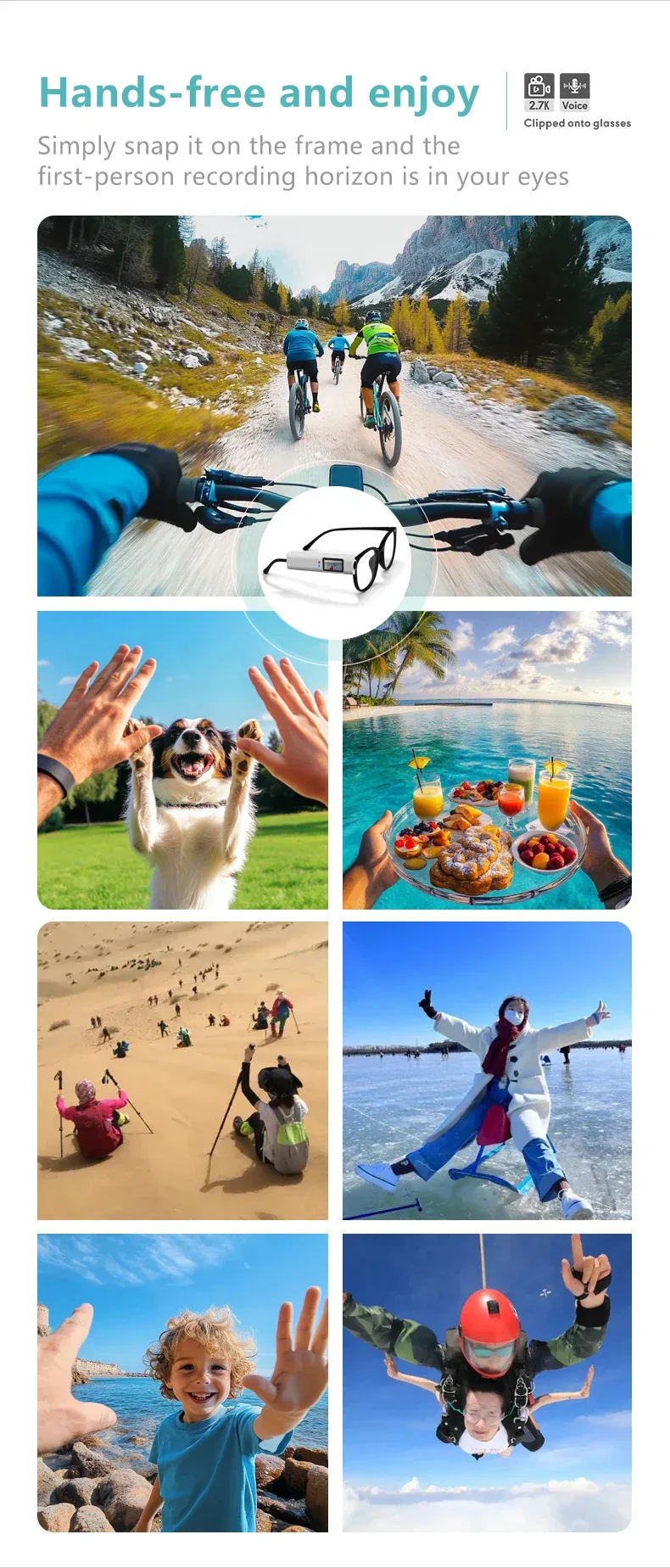Lenovo 4K Mini FPV Eyeglasses Video Shooting Micro-camera HD WiFi Intelligent Headset Glasses Video&Sound Recording WiFi APP