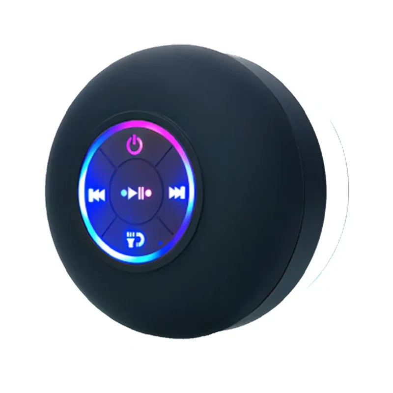 Portable Wireless Bluetooth Speaker LED Light IPX4 Waterproof Loudspeaker Outdoor Bathroom Large Suction Cup Stereo Sound Box