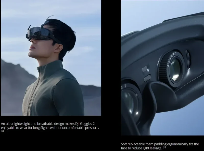 DJI Goggles 2 Wi-Fi Wireless Streaming Supporting DLNA Protocol 1080p/100fps Video Transmission with Latency as Low as 30 ms