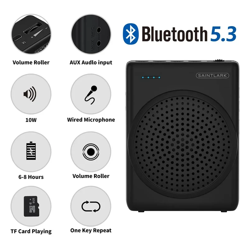 SAINTLARK S22 Bluetooth Voice Amplifier Portable For Teaching Lecture Tour Guide Promotion U-Disk Megaphone Microphone Speaker