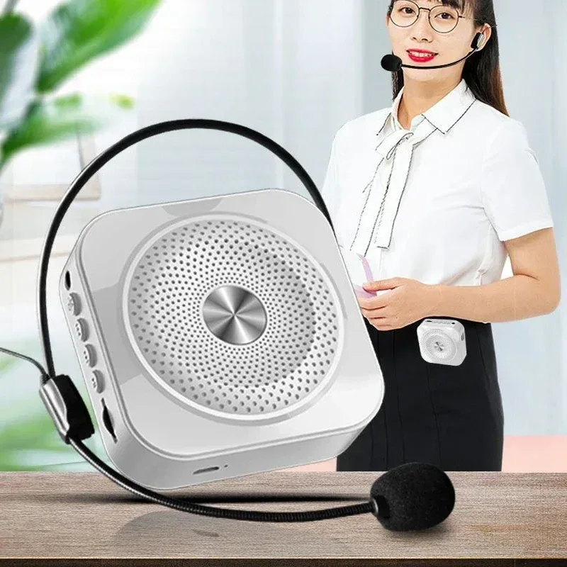 Mini Bee Megaphone Portable Charge Bluetooth4.0 Compatible Megaphone With Lavalier Microphone Waist Hanging Voice Amplifier TF
