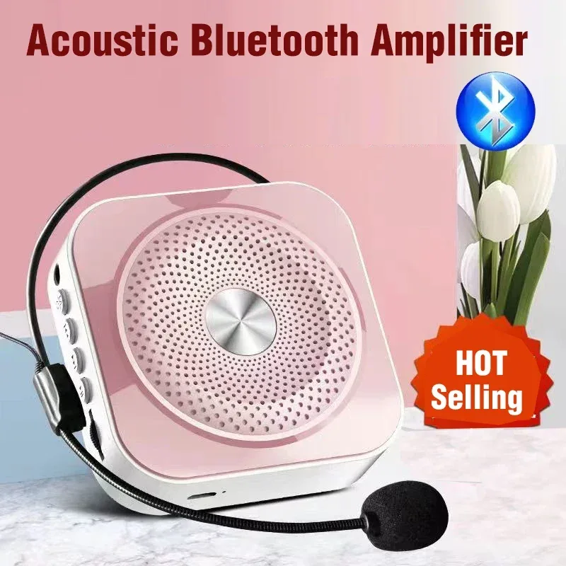 Mini Bee Megaphone Portable Charge Bluetooth4.0 Compatible Megaphone With Lavalier Microphone Waist Hanging Voice Amplifier TF