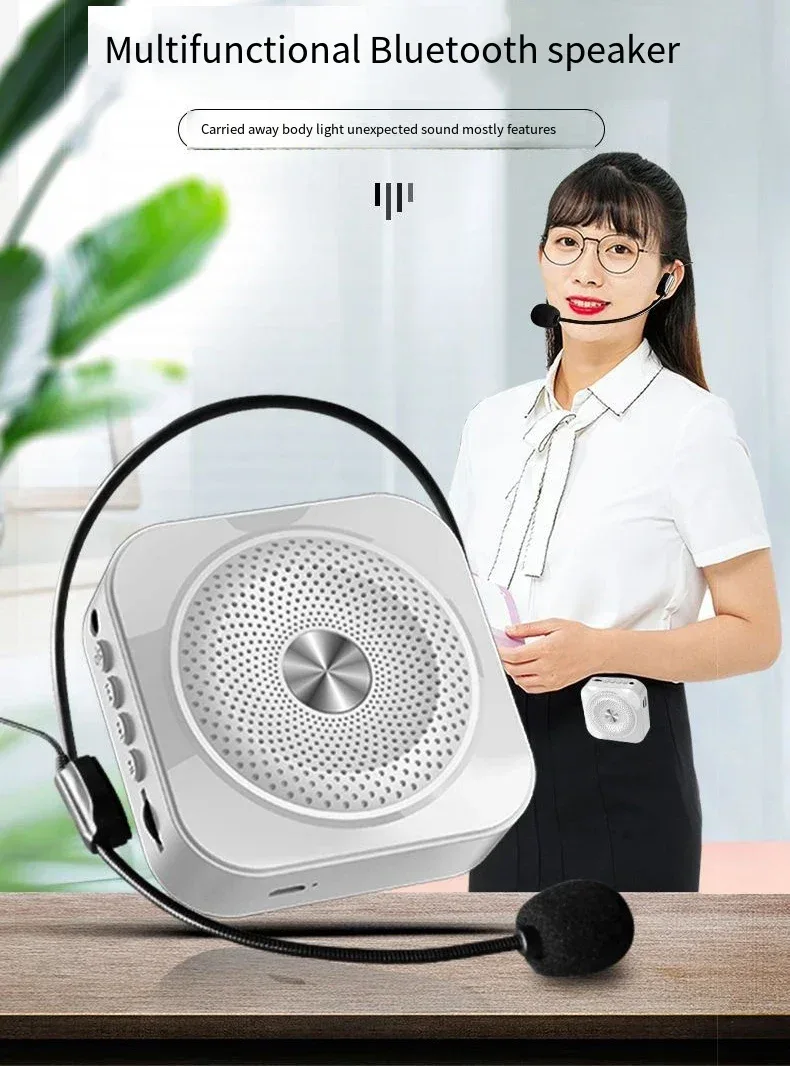 Mini Bee Megaphone Portable Charge Bluetooth4.0 Compatible Megaphone With Lavalier Microphone Waist Hanging Voice Amplifier TF