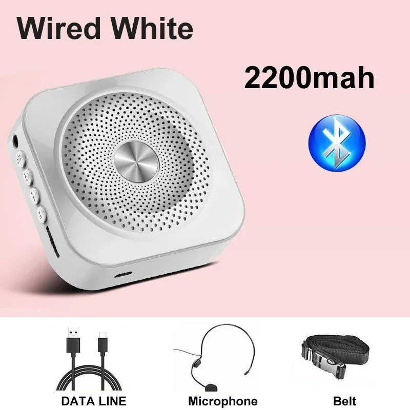 Mini Bee Megaphone Portable Charge Bluetooth4.0 Compatible Megaphone With Lavalier Microphone Waist Hanging Voice Amplifier TF