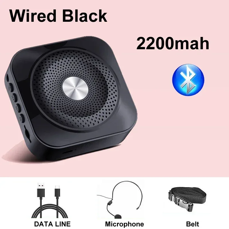 Mini Bee Megaphone Portable Charge Bluetooth4.0 Compatible Megaphone With Lavalier Microphone Waist Hanging Voice Amplifier TF