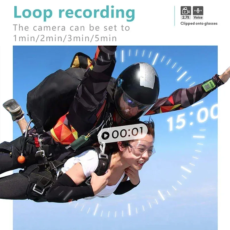 2.7K HD FPV Glasses Camera Wearable WiFi Video Camcorder 110°Wide Angle Lens Anti-shake Built-in Battery APP Control FPV Camera