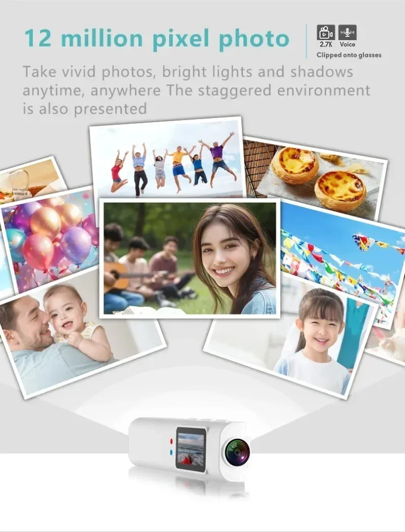2.7K HD FPV Glasses Camera Wearable WiFi Video Camcorder 110°Wide Angle Lens Anti-shake Built-in Battery APP Control FPV Camera