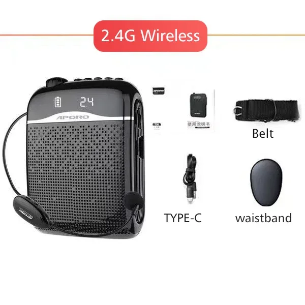 20W 2.4G Wireless / Wired Voice Amplifier Microphone Bluetooth 5.0 SpeakerTeacher School Tour Guide Portable FM Radio Megaphone