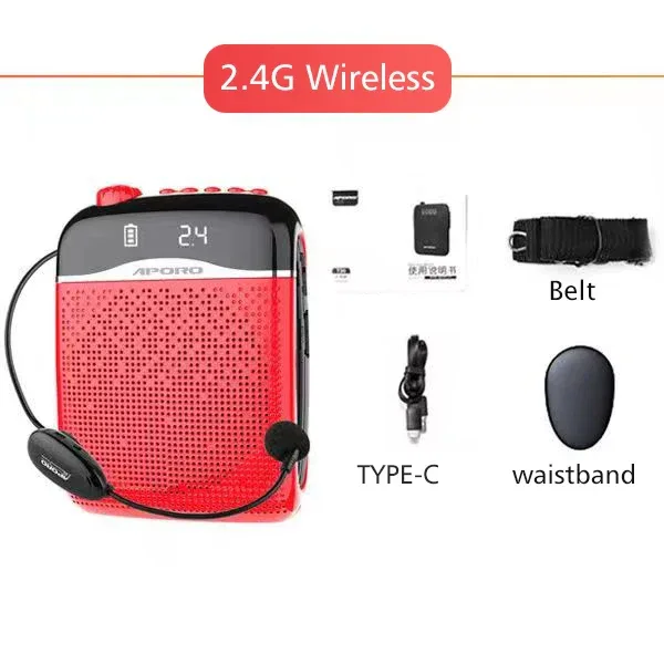 20W 2.4G Wireless / Wired Voice Amplifier Microphone Bluetooth 5.0 SpeakerTeacher School Tour Guide Portable FM Radio Megaphone