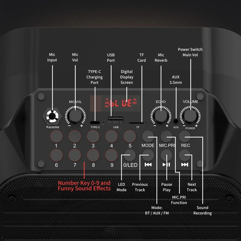 Karaoke Machine for Adults, Karaoke Speaker with Two Wireless Microphones, Portable Bluetooth Speaker PA System for Party, Kara