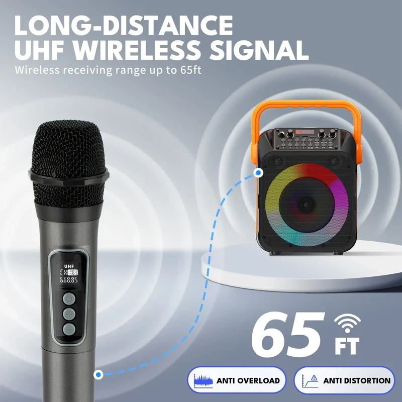 Karaoke Machine for Adults, Karaoke Speaker with Two Wireless Microphones, Portable Bluetooth Speaker PA System for Party, Kara