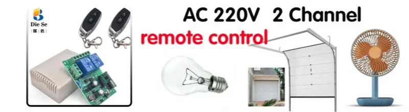 433MHz Universal Wireless Remote Control AC220V 2CH rf Relay Receiver and Transmitter for Universal Garage door and gate Control
