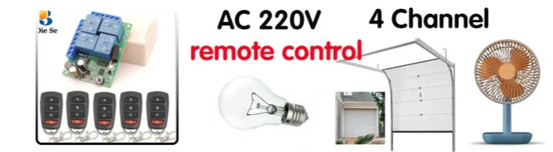 433MHz Universal Wireless Remote Control AC220V 2CH rf Relay Receiver and Transmitter for Universal Garage door and gate Control