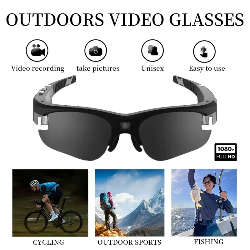 Outdoor FPV Camera Sunglasses Action Smart Glasses 1080P POV Mini for Vlogging Sport Eyewear FHD Video Sports Cycling Eyeglasses