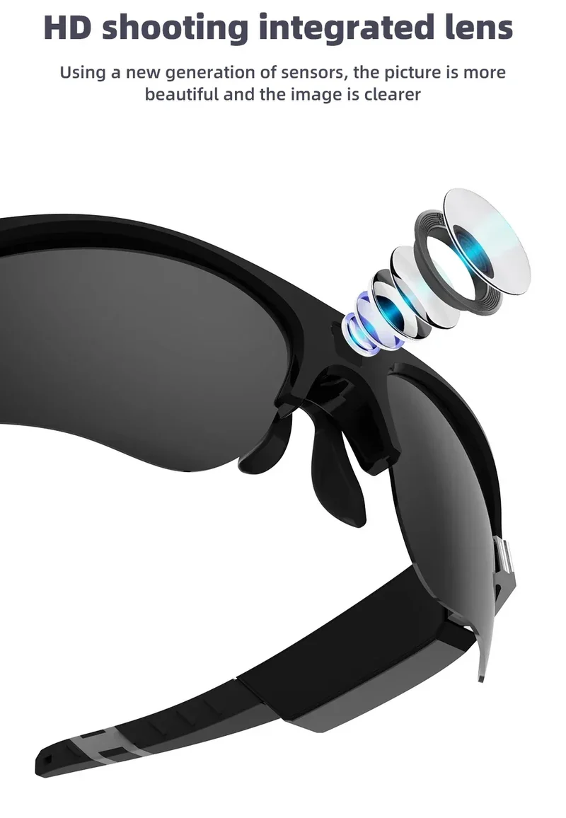 Outdoor FPV Camera Sunglasses Action Smart Glasses 1080P POV Mini for Vlogging Sport Eyewear FHD Video Sports Cycling Eyeglasses