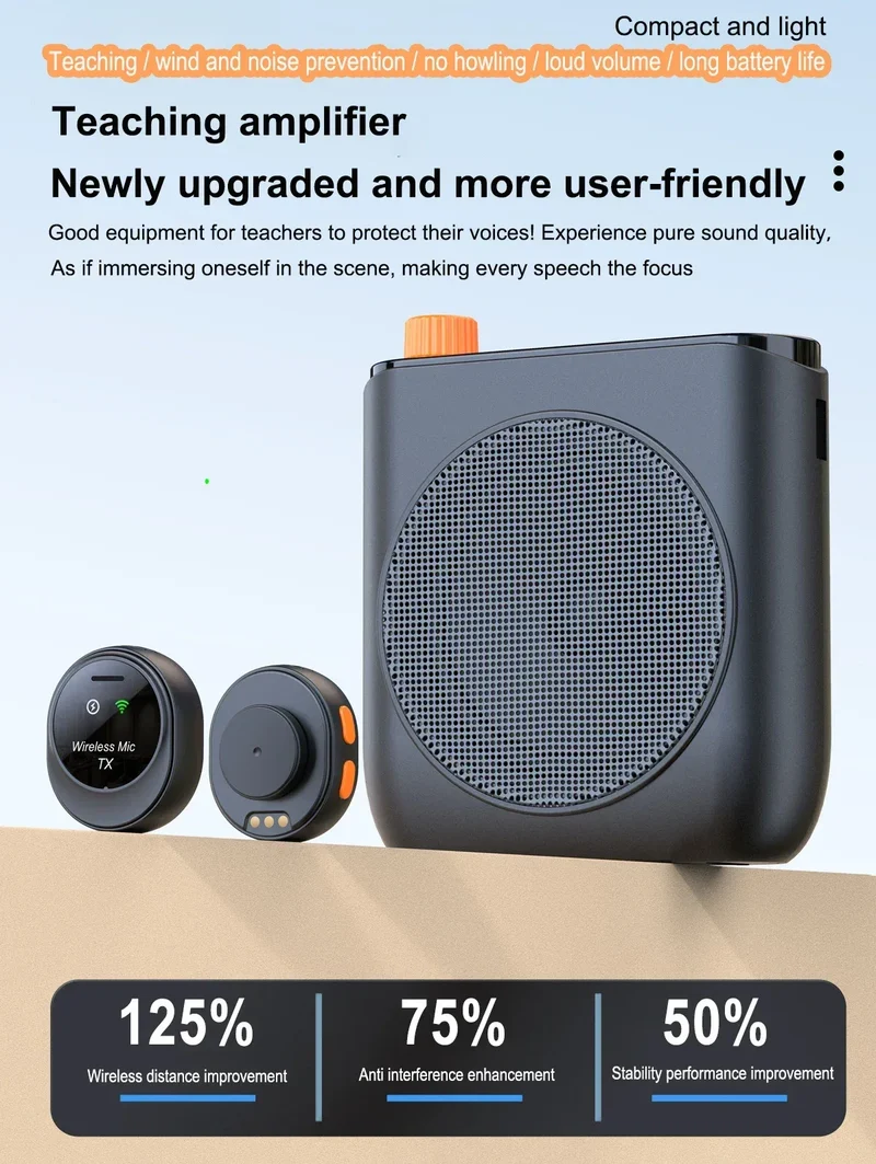 Portable Magnetic Megaphone Voice Amplifier Mini Audio Speaker with Microphone Rechargeable Loudspeaker for Teachers Tour Guider