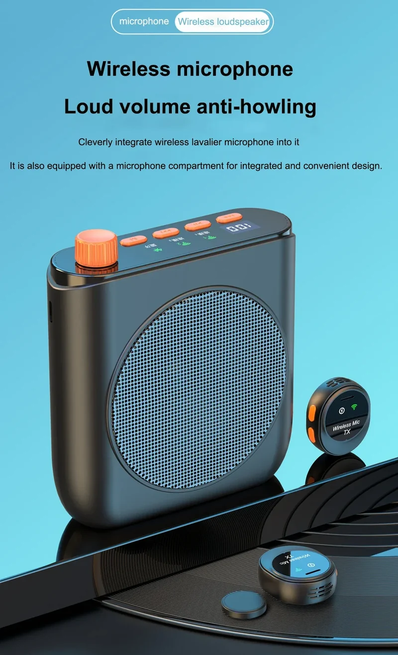 Portable Magnetic Megaphone Voice Amplifier Mini Audio Speaker with Microphone Rechargeable Loudspeaker for Teachers Tour Guider