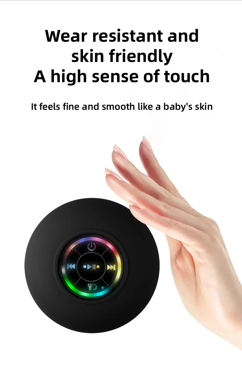 Mini Bluetooth Speaker Waterproof Bathroom Audio Wireless Shower Speakers RGB Light for Phone Soundbar Hand Free Car Loudspeaker