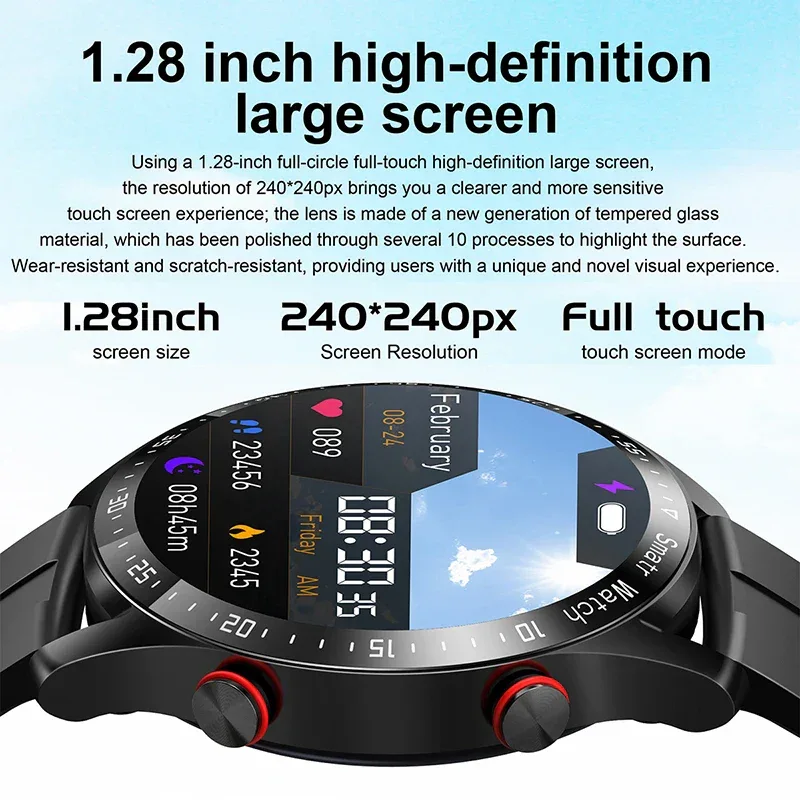 2024 New Bluetooth Call Smart Watch Men Waterproof Sport Fitness Tracker Weather Display Man Smartwatch Para Android IOS Watch