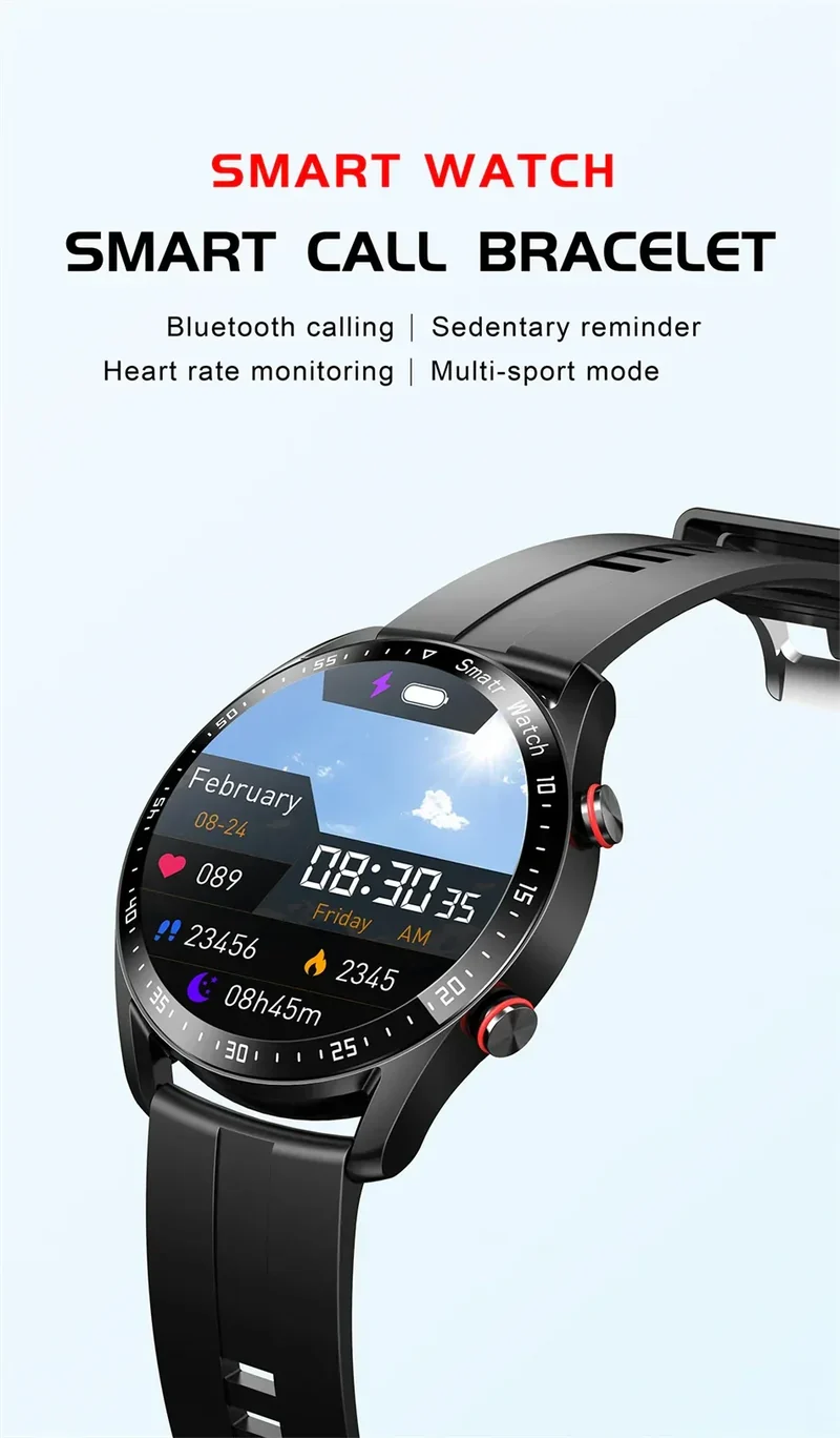 2024 New Bluetooth Call Smart Watch Men Waterproof Sport Fitness Tracker Weather Display Man Smartwatch Para Android IOS Watch