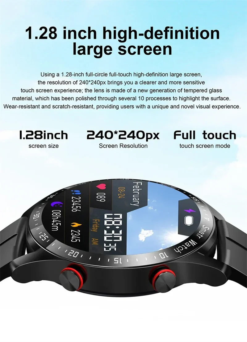 2024 New Bluetooth Call Smart Watch Men Waterproof Sport Fitness Tracker Weather Display Man Smartwatch Para Android IOS Watch