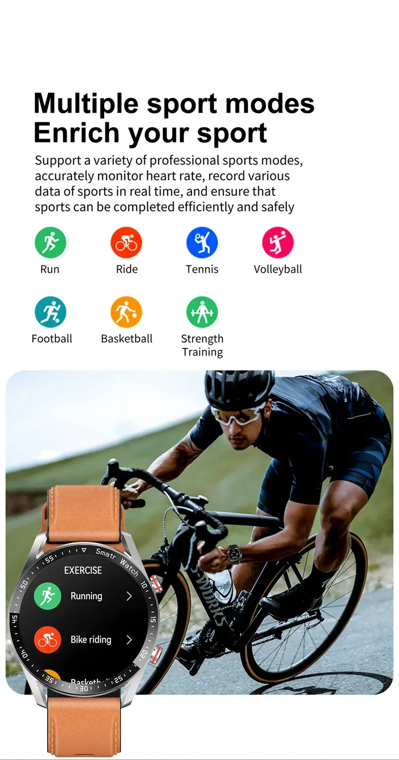 2024 New Bluetooth Call Smart Watch Men Waterproof Sport Fitness Tracker Weather Display Man Smartwatch Para Android IOS Watch