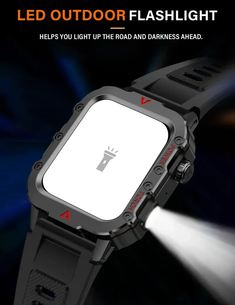 LAXASFIT 2024 Outdoor Military Men's Smart Watch Bluetooth Talk Sports Heart Rate Monitor Smart Watch Android IOS